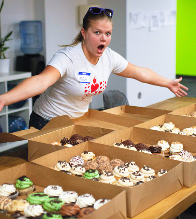 Photo of Anna with cupcakes