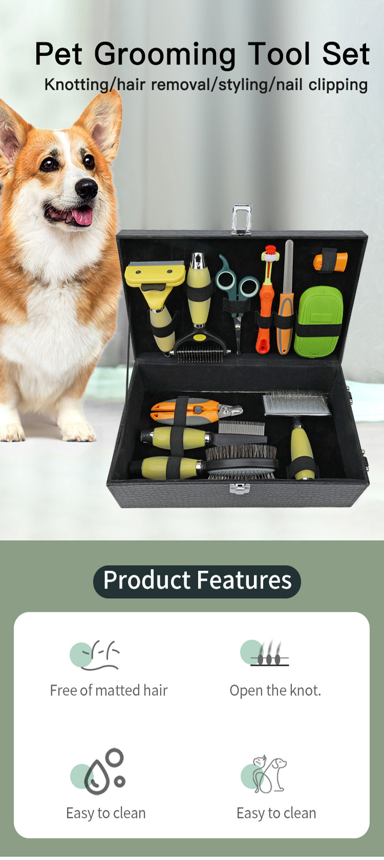 Portable Multifunction 11 in 1 Pet Cleaning Products Grooming Equipment Cat Dog Grooming Kit