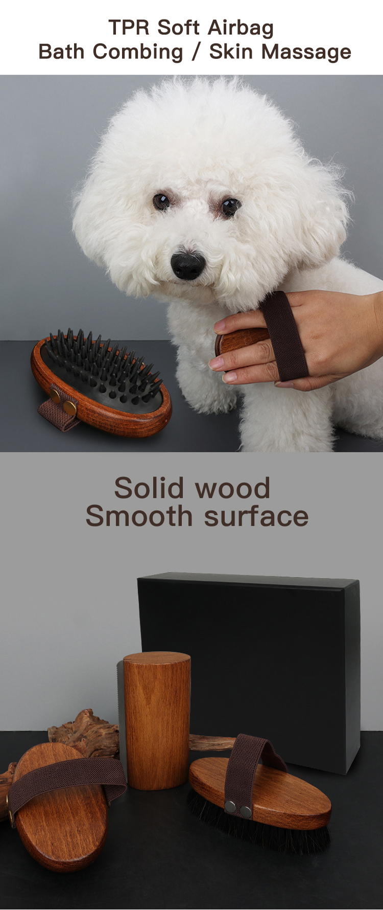 Wooden Dog Brush Set Grooming Pet Comb Pet Brush Kit Deshedding Hair Massage Bath Brush