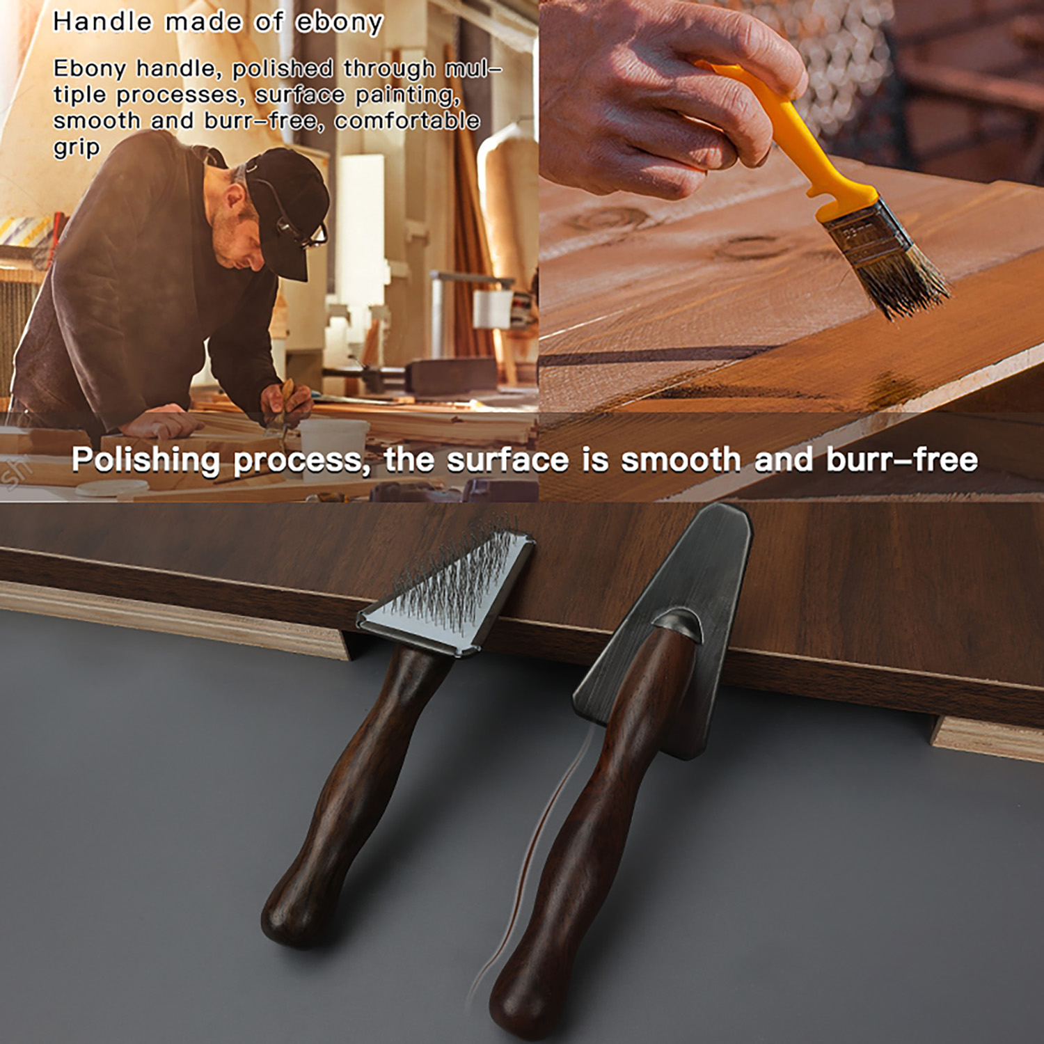 Pet Hair Grooming Triangle Head Face Ebony Wood Slicker Brush