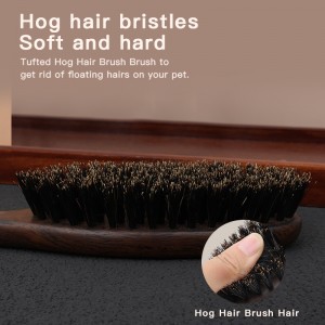 Ebony Wood Pet Dog Cat Hair Remover Brush Eco-friendly Wooden Handle Pig Bristle Pet Cleaning Comb Grooming Brush