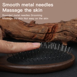 Manufacturer Customized Pet Ebony Wooden Massage Brush Dog Hair Removal Brush With Long Pins