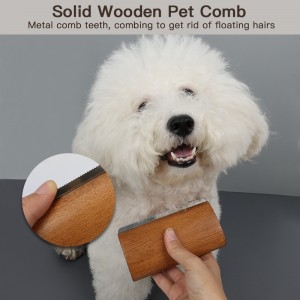 Wooden Dog Brush Set Grooming Pet Comb Pet Brush Kit Deshedding Hair Massage Bath Brush