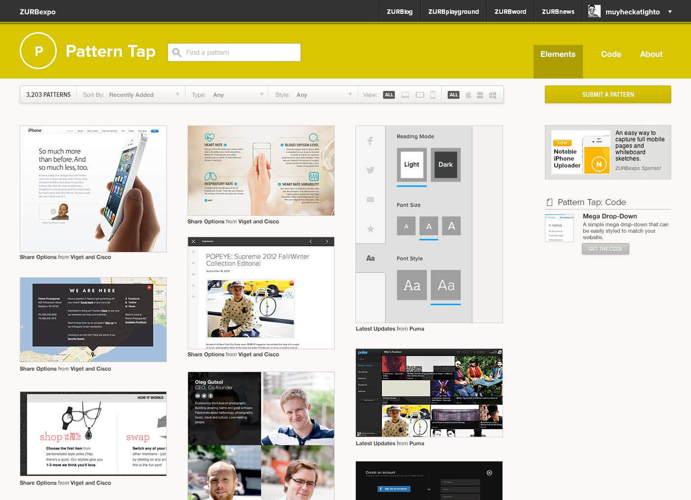 screen shot of an early redesign idea