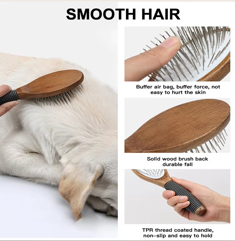 Custom Logo Wooden Long Pin Cat Needle Brush