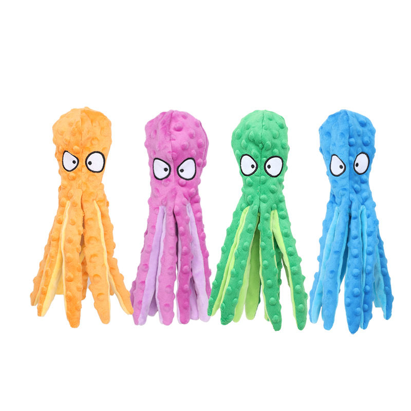 Octopus Shape Squeak Pet Chew Toys Plush Dog Toys