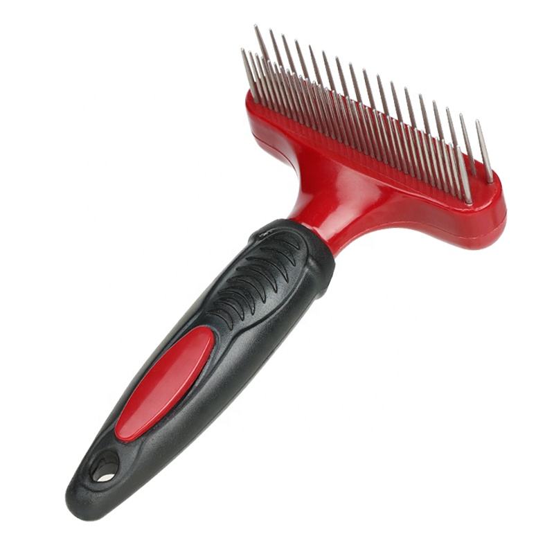 Red And Black Pet Bristles Rake Comb