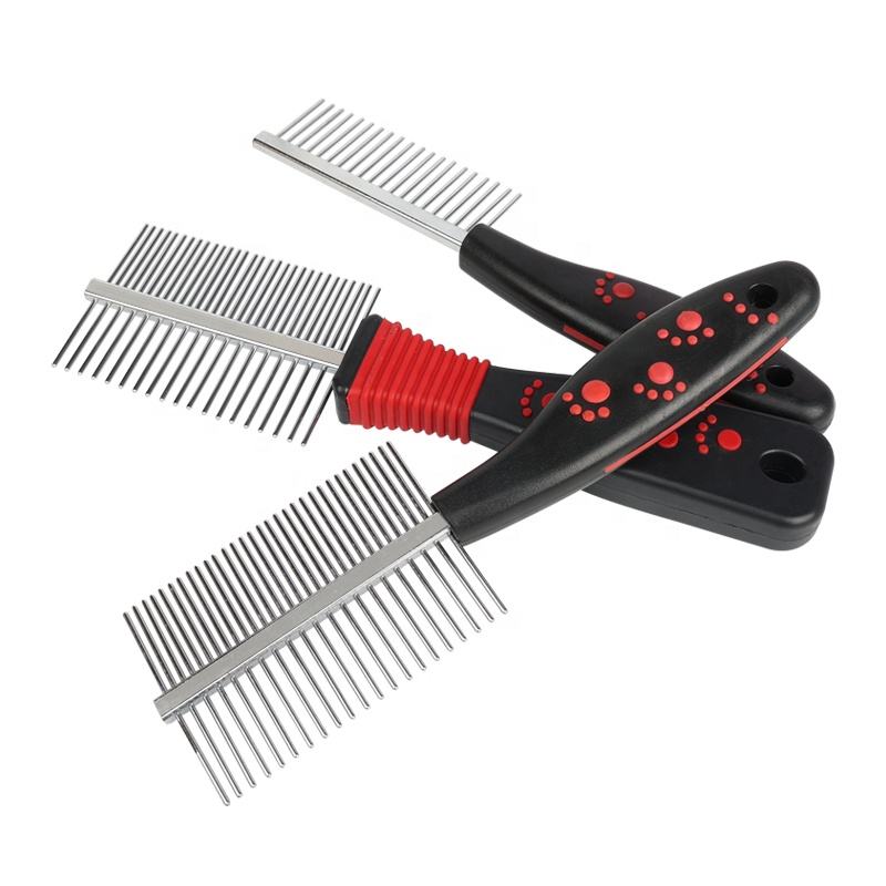 Red and black pet flea comb