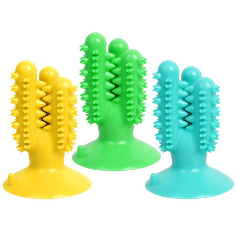 Rubber Cactus Puppies Teeth Cleaning Dog Toothbrush Chew Toys For Aggressive Chewers