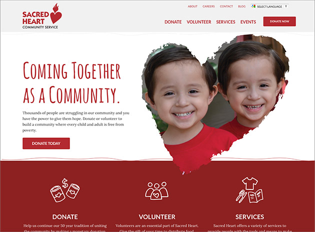 screen shot of the new website