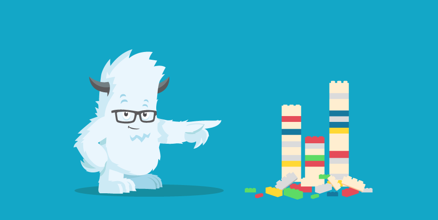 Illustration of the Yeti and a Lego construction
